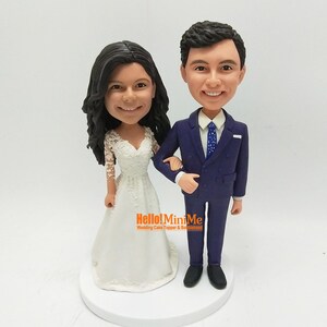 Personalized Wedding Cake Topper Bobblehead: Custom Couple Figurine