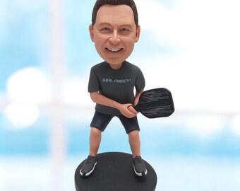 Pickleball Figur vom Foto, personalisiertes Spieler Geschenk für Papa Mann Mama Frau - K1108