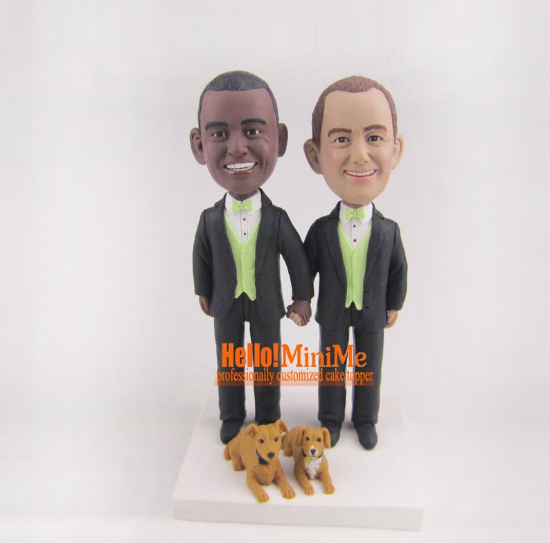 CT K306 same sex wedding cake topper Gay bobblehead gay wedding topper wedding bobble head custom cake toppers same sex weding figurine