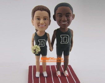 Track Cake topper Wedding Cake Topper bobblehead Custom cake topper Wedding topper unique bobble head Cake toppers - CT E308