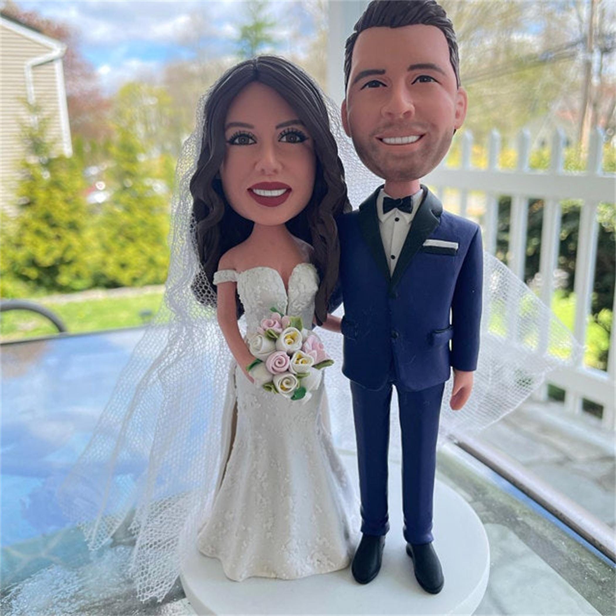 Handmade Wedding Cake Topper From Photo, Custom Bride Groom Figurine ...