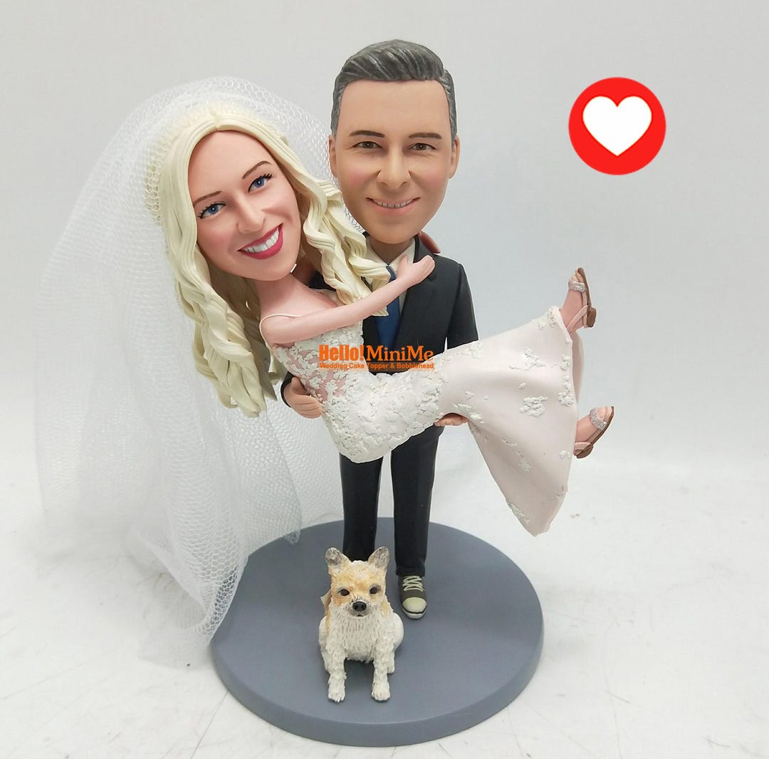 Personalized Wedding Cake Topper Photo, Custom Bride Groom Bobblehead ...