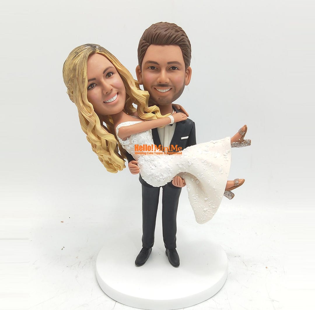 Custom Wedding Cake Topper: Personalized Bride and Groom Bobblehead - Etsy