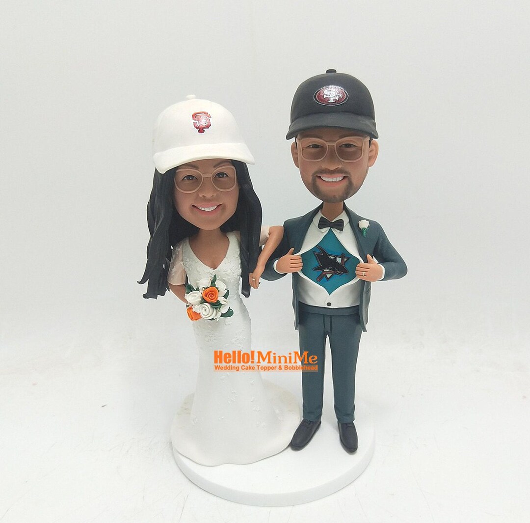 Custom Wedding Cake Topper Bobblehead: Handmade Bride and Groom ...