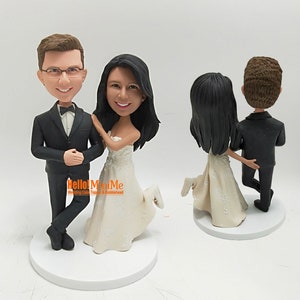 Personalized Wedding Cake Topper: Custom Couple Bobblehead Figurine