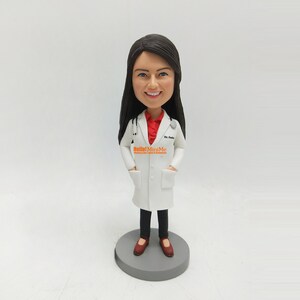 Custom Doctor Bobble Heads from photo, Female Doctor Bobblehead, Doctor Gifts for Woman, Personalized Thank You Gifts for Doctor -K515D
