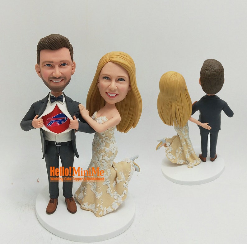 Topper de boda Cake toppers boda bobblehead personalizado Cake topper figura de boda Boda bobble cabeza personalizado pastel de boda topper CT K080 imagen 3