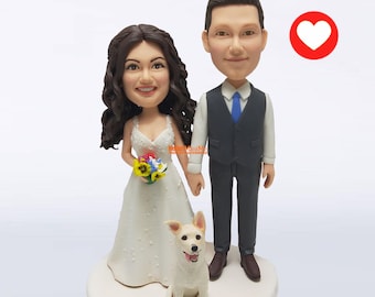 Custom Wedding Cake Topper Bobbleheads: Personalized Couple Figurine