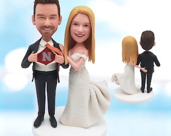 Personalisierte Hochzeit Bobblehead vom Foto, individuelle Braut Bräutigam Tortendeko, Hochzeitsgeschenk -K317