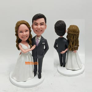 Custom Wedding Cake Topper Bobbleheads: Personalized Bride and Groom