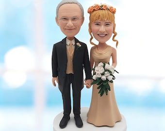 Personalisierter Jubiläumspaar Bobblehead Cake Topper vom Foto, personalisiertes Hochzeitsandenken-K505