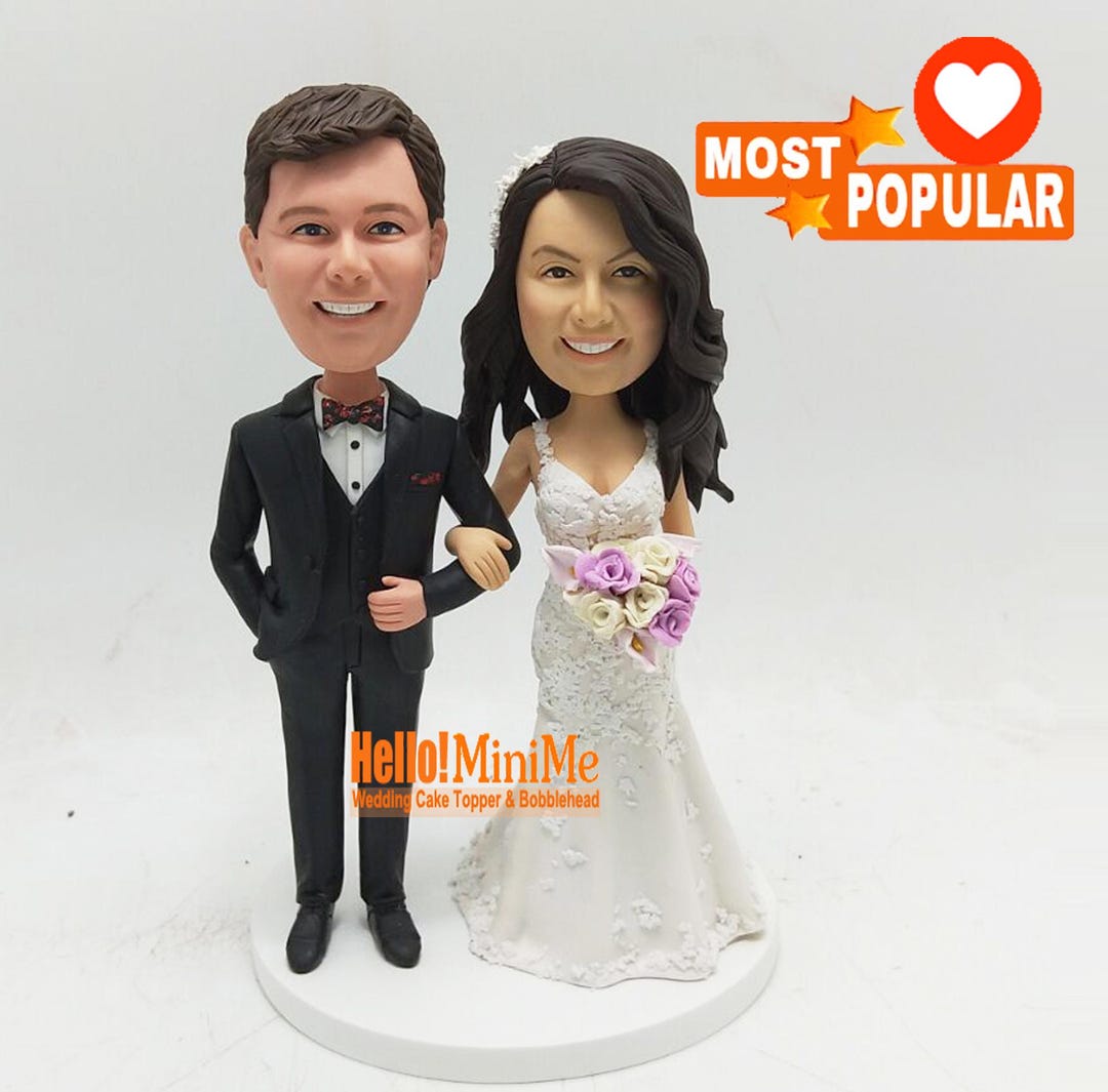 Custom Wedding Cake Topper: Personalized Bride and Groom Bobblehead - Etsy