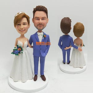 Couple wedding cake topper Custom, Bobblehead Cake Toppers Wedding, Personalized wedding topper figurines, Custom Wedding Gifts Unique K1008