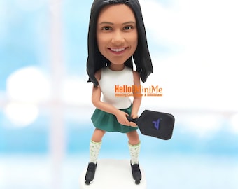 Individuell angefertigte Pickleball Figur vom Foto, Spielerin Geschenk für Mama Frau Oma - K1109