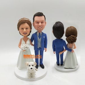 wedding bobble head custom cake topper wedding topper custom bobblehead wedding cake topper handmade custom figurine couple cake topper K079