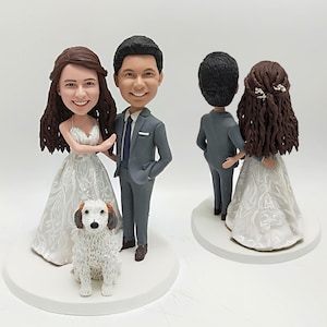 Personalized Wedding Cake Topper Bobblehead, Handmade Custom cake topper wedding figurine, Unique Wedding Gifts for Bride and Groom -K616