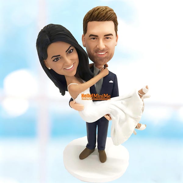 Personalized Wedding Cake Topper from Photo, Custom Bride Groom Bobblehead Figurine, Wedding Gift -G223