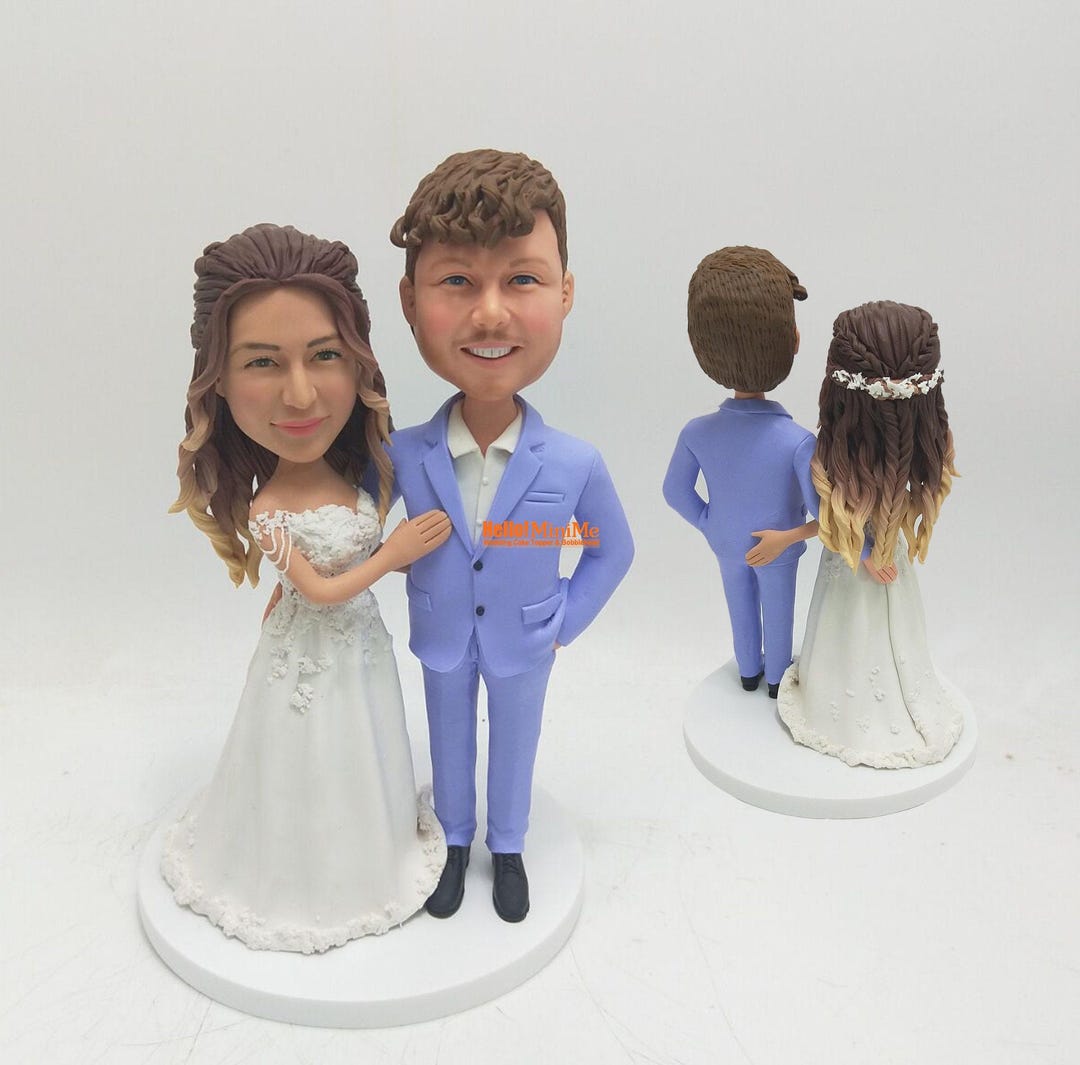 Personalized Wedding Cake Topper: Custom Bride and Groom Bobblehead ...