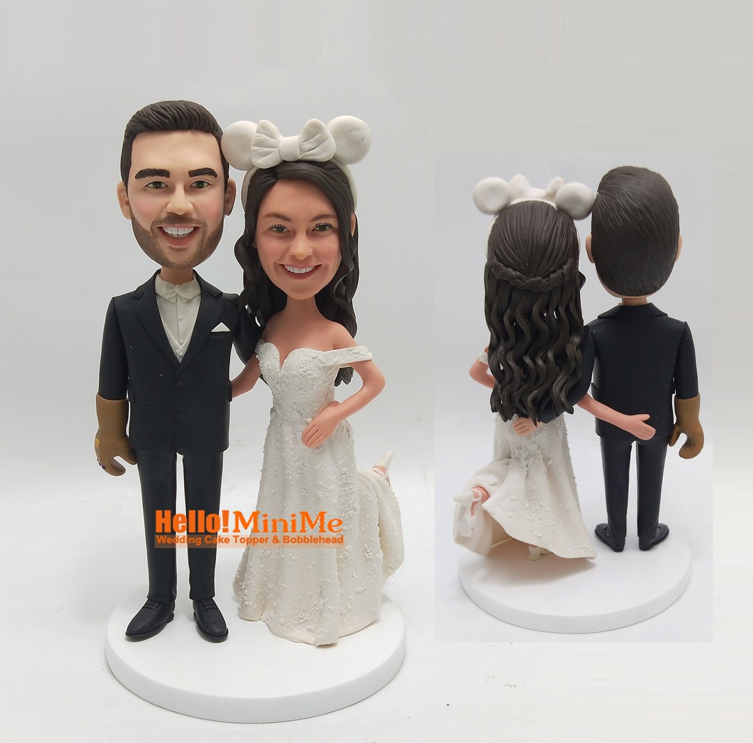 Custom Wedding Cake Topper Photo, Personalized Bride Groom Bobblehead ...