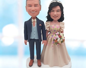 Personalisierter Hochzeitstorte Topper Bobblehead von Fotos, Personalisierte Braut & Bräutigam Figur -K218