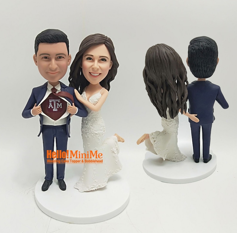 Topper de boda Cake toppers boda bobblehead personalizado Cake topper figura de boda Boda bobble cabeza personalizado pastel de boda topper CT K080 imagen 6