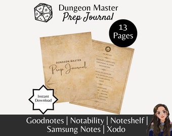 Dungeon Master / Game Master Prep Journal | D&D and TTRPG Planner | IOS and Android Compatible | Printable and Digital Use | Worldbuilding
