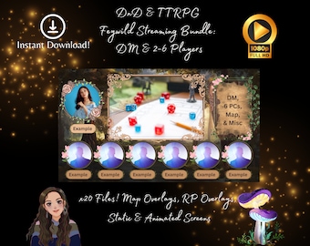 Livestream Overlay for DnD | TTRPG | Actual Play | YouTuber | OBS | Twitch | Supports DM and 2-6 Players | Feywild Stream Package