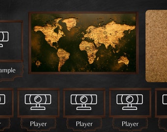 DnD or TTRPG Blackboard Style Livestream Overlay for Actual Play - Supports DM and 2-6 Players