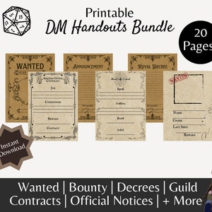 Paquete de folletos DM imprimibles - DnD / TTRPG / Game Master Tools / 20 archivos