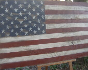 Distressed American Flag Wall Decor 32 Patriotic Red Etsy