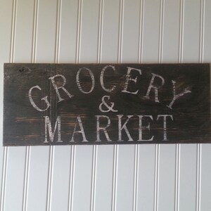 Rustic grocery & market sign/white black/kitchen/market