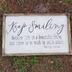 Panneau Déco Rustique Marilyn Monroe - Gardez Le Sourire - Style Cottage Usé
