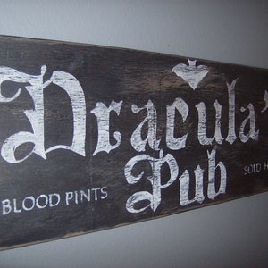 Distressed Draculas Pub Halloween Sign image 2