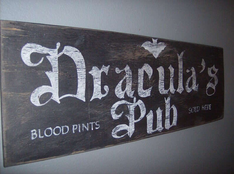 Distressed Draculas Pub Halloween Sign image 2