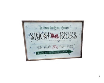 Modern farmhouse Christmas sleigh rides sign/Christmas decor/rustic winter decor/holiday sign