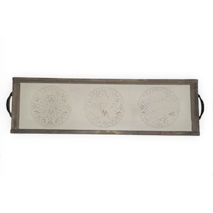 Plaster art Modern farmhouse textured mandala print decorative tray/table top decor