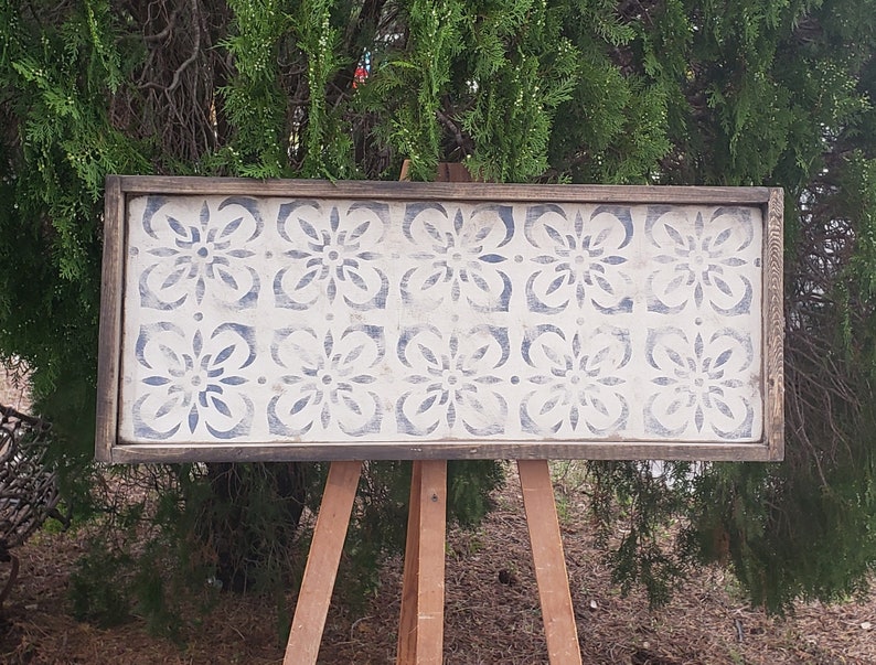 Rustic Tile pattern print sign/cottage/farmhouse decor/living room decor/bedroom decor