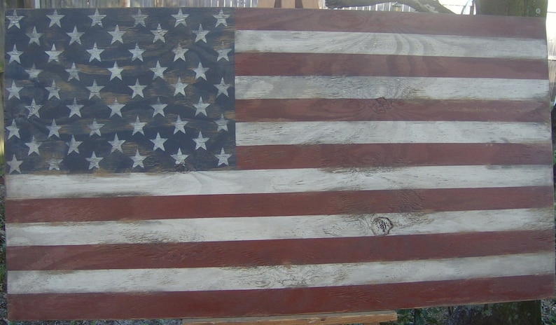 Download Vintage look Distressed American Flag Wall | Etsy