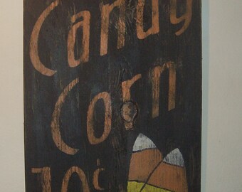 Distressed and vintage look Halloween Candy Corn sign/Fall Decor