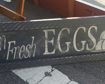 Rustic Fresh Eggs Sign/Kitchen/Black White/grocery