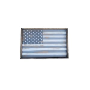 Vintage look Distressed wood framed Gray and white American Flag Wall decor/Patriotic/Americana/Red White Blue
