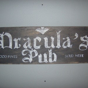 Distressed Draculas Pub Halloween Sign image 1