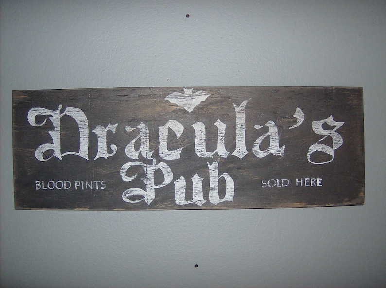 Distressed Draculas Pub Halloween Sign image 1