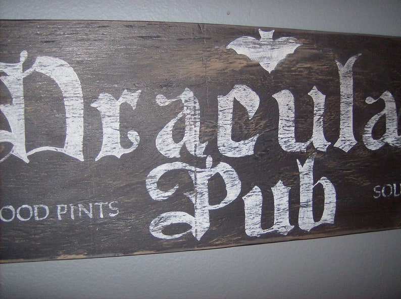 Distressed Draculas Pub Halloween Sign image 5