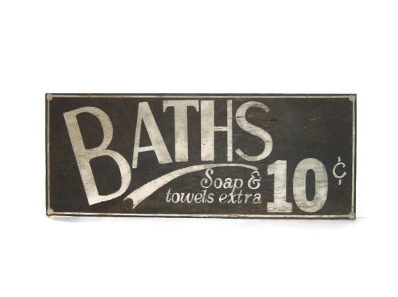 Rustic Bathroom sign....Bath for 10 cents/bathroom decor/distressed sign