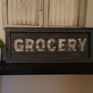 Rustic grocery sign/black and white/kitchen/dining room decor