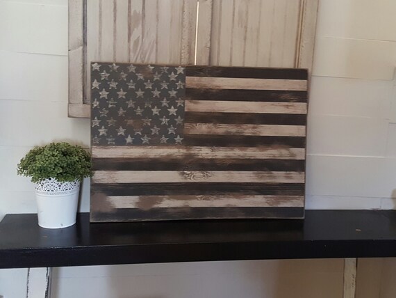 Rustic Black and White Distressed American Flag Wall decor/46/patriotic Rustic Black and White Distressed American Flag Wall decor/46/patriotic