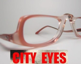 1980s Pink Clear optical frames for Eyeglasses or Sunglasses New Old Stock HAND MADE - SMALL