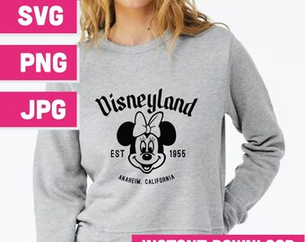 Retro Minnie Disneyland SVG, Vintage Disney Tee Cut File, Cute Park Shirt Design for Cricut Silhouette, Disney Trip SVG Download
