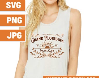 Grand Floridian SVG, Vintage Disney Resort Shirt Design, Elegant Cricut Cut File for Silhouette, Disney Social Club SVG Download